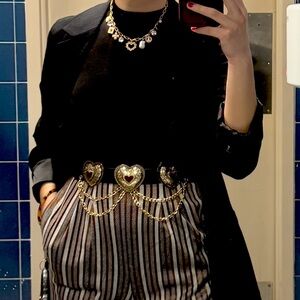 Black Sleeveless Jumper with striped brown auburn bottom, size 2